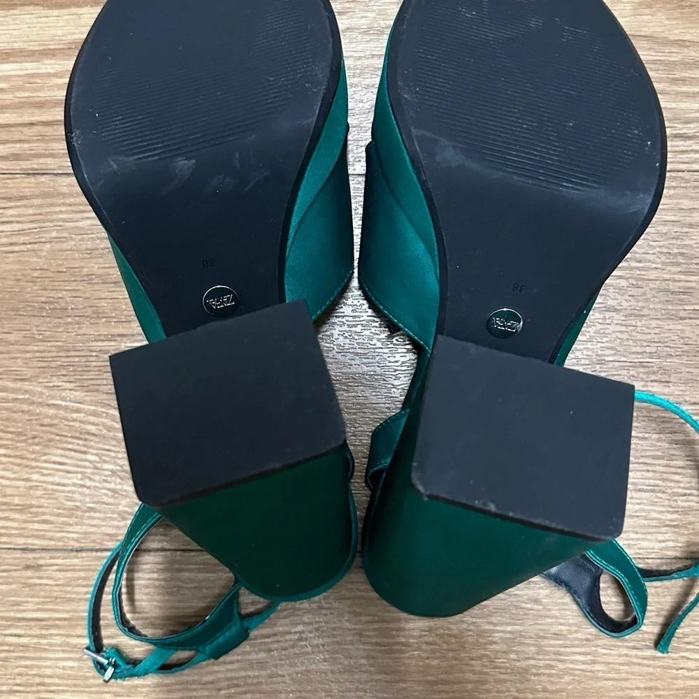ZARA round toe Block Heels Platform Sandals